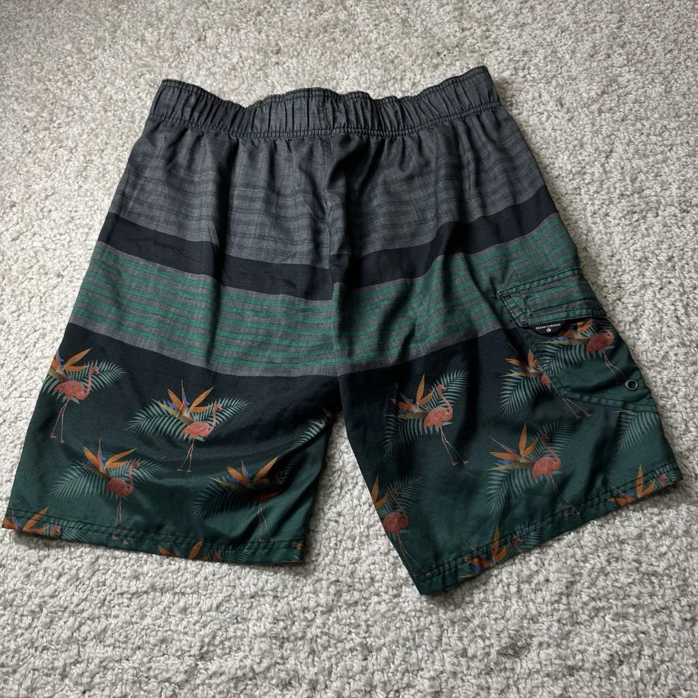 OCEAN CURRENT Swim Trunks Mens XL Tropical Flamingo Shorts‎ Lined Mesh